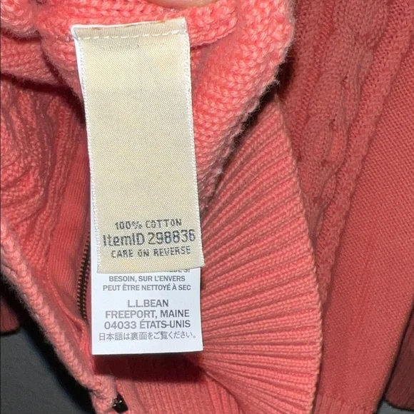 L.L. Bean Coral Zip-Up Sweater - Picture 6 of 7